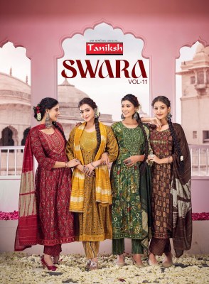 Taniksh by Swara vol 11 capsual reyon printed embroidered kurti pant and dupatta catalogue Taniksh