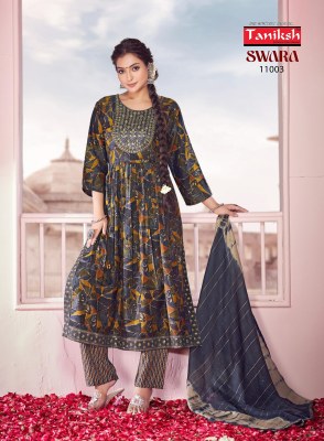 Taniksh by Swara vol 11 capsual reyon printed embroidered kurti pant and dupatta catalogue readymade suit catalogs