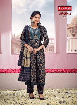 Taniksh by Swara vol 11 capsual reyon printed embroidered kurti pant and dupatta catalogue readymade suit catalogs