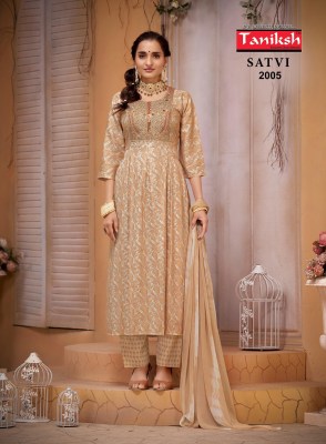 Taniksh by satvi vol 2 capsule print flared kurti pant and dupatta catalogue readymade suit catalogs