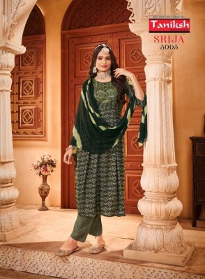 Taniksh present Srija vol 5 rayon printed embroidered anarkali style kurti catalogue readymade suit catalogs