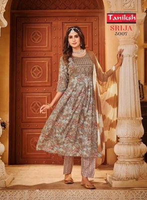 Taniksh present Srija vol 5 rayon printed embroidered anarkali style kurti catalogue readymade suit catalogs