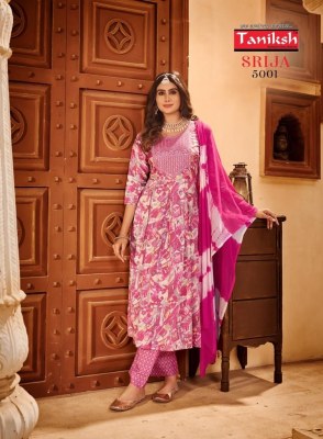 Taniksh present Srija vol 5 rayon printed embroidered anarkali style kurti catalogue readymade suit catalogs