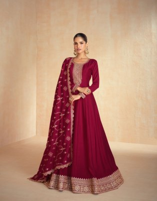 Tanisha by Aashirwad Premium Silk Embroidered Exclusive Gown with Dupatta collection gown catalogs