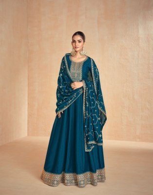 Tanisha by Aashirwad Premium Silk Embroidered Exclusive Gown with Dupatta collection gown catalogs