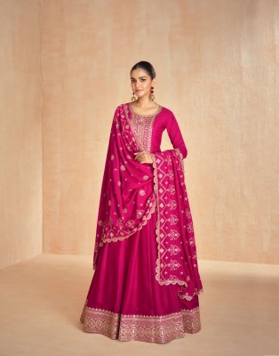 Tanisha by Aashirwad Premium Silk Embroidered Exclusive Gown with Dupatta collection gown catalogs