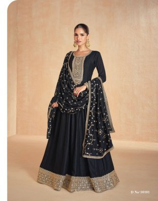 Tanisha by Aashirwad Premium Silk Embroidered Exclusive Gown with Dupatta collection gown catalogs