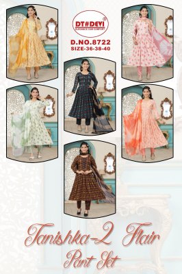 Taniska vol 2 by DNO 8722 Fancy Printed Flair kurti pant and dupatta catalogue at affordable rate readymade suit catalogs