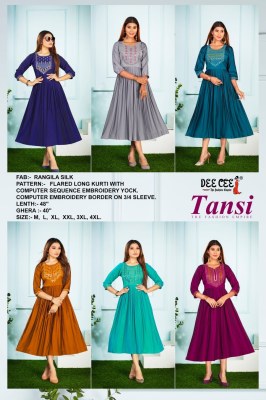 Tansi by Deecee Rangila silk Flared long Kuerti catalogue at affordable rate kurtis catalogs