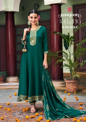 Tarang by Rangoon Chinon Silk Fancy Work Anarkali suit catalogue in budget price fancy Anarkali suit catalogs