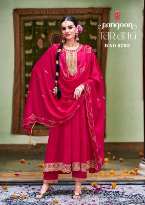 Tarang by Rangoon Chinon Silk Fancy Work Anarkali suit catalogue in budget price fancy Anarkali suit catalogs