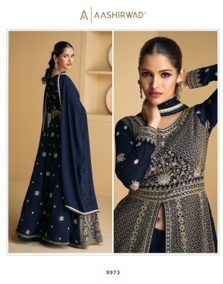 Tareef by aashirwad real georgette embroidered gown with dupatta catalogue   gown catalogs