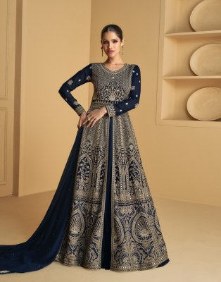 Tareef by aashirwad real georgette embroidered gown with dupatta catalogue   gown catalogs