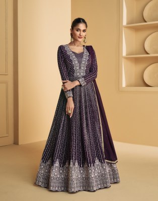 Tareef by aashirwad real georgette embroidered gown with dupatta catalogue   gown catalogs