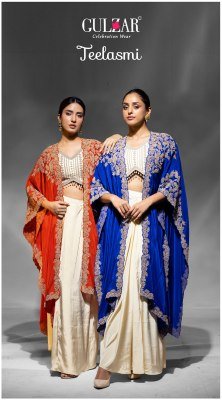 Teelasmi D.No.2881-2883 Gulzar Premium Crep Shrug Set Readymade suit Blouse And Skirt for Wholesale wholesale catalogs
