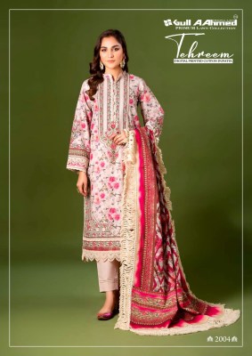 Tehreem vol 2 by Gull Aahmed Pure Lawn with mal mal unstitched suit catalogue at affordable rate dress material catalogs