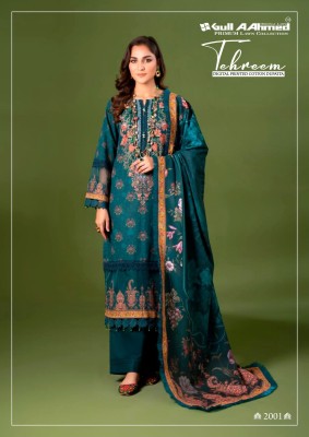 Tehreem vol 2 by Gull Aahmed Pure Lawn with mal mal unstitched suit catalogue at affordable rate dress material catalogs