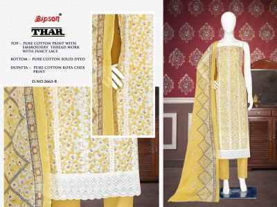 Thar 2663 by Bipson print pure cotton embroidered dress material catalogue at low rate salwar kameez catalogs