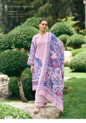 The Hermitage Shop Original Lawn Unstitched Top Finest Quality Embroidered  Digital Print with Pure Visose Cotton Bottom and Pure Malmal Embroidered D dress material catalogs