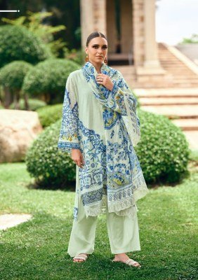The Hermitage Shop Original Lawn Unstitched Top Finest Quality Embroidered  Digital Print with Pure Visose Cotton Bottom and Pure Malmal Embroidered D dress material catalogs