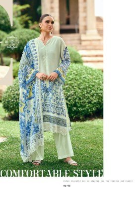 The Hermitage Shop Original Lawn Unstitched Top Finest Quality Embroidered  Digital Print with Pure Visose Cotton Bottom and Pure Malmal Embroidered D dress material catalogs
