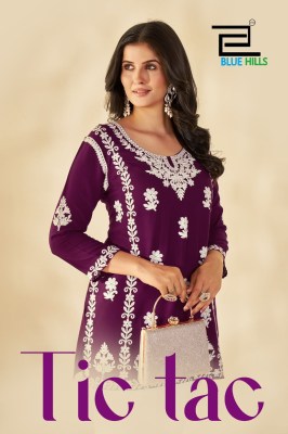 TiC TAC by Blue Hills Reyon White thred work Fancy top with pant catalogue in low rate wholesale catalogs