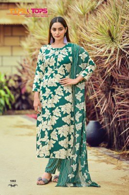Tips And Tops Celebrity Vol 02 Premium Rayon Print Suit Pant  with Cotton Mal Dupatta Wholesale kurtis catalogs