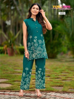 Tips And Tops Festive Beauty Rayon Printed Co Ord Set  Elegant Festive Wear Wholesale co ord set catalogs