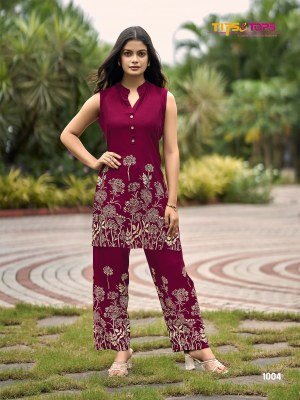 Tips And Tops Festive Beauty Rayon Printed Co Ord Set  Elegant Festive Wear Wholesale co ord set catalogs