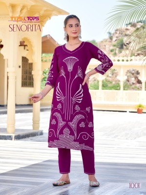 Tips And Tops Senorita Fashionable Heavy German Rayon Co-ord Set Wholesale co ord set catalogs