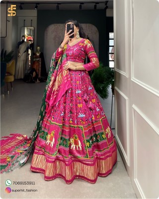 Traditional Elegance with a Modern Twist Gaji Silk Lehenga Choli Digital Print Perfection with Lagadi Patta Unstitched Blouse Wholesale Single