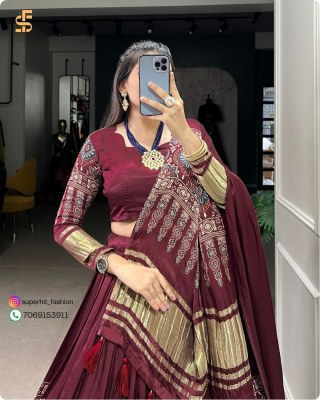 Traditional Elegance with a Modern Twist Gaji Silk Lehenga Choli Digital Print Perfection with Lagadi Patta Unstitched Blouse Wholesale lehenga choli
