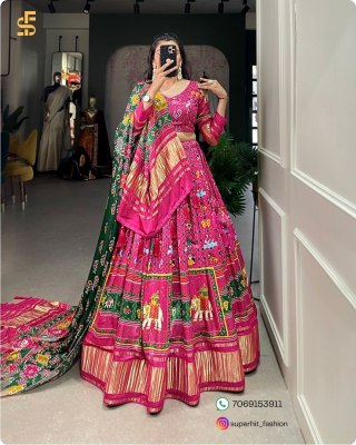 Traditional Elegance with a Modern Twist Gaji Silk Lehenga Choli Digital Print Perfection with Lagadi Patta Unstitched Blouse Wholesale lehenga choli