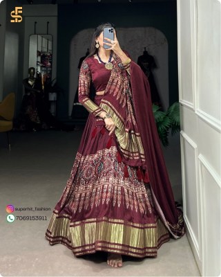Traditional Elegance with a Modern Twist Gaji Silk Lehenga Choli Digital Print Perfection with Lagadi Patta Unstitched Blouse Wholesale lehenga choli