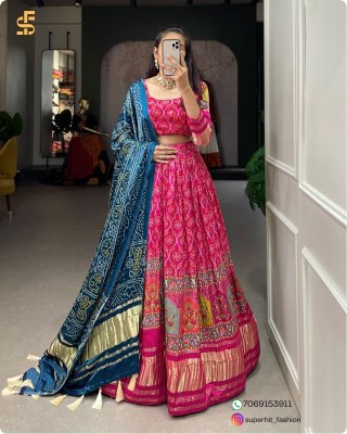 Traditional Elegance with a Modern Twist Gaji Silk Lehenga Choli Digital Print Perfection with Lagadi Patta Unstitched Blouse Wholesale lehenga choli
