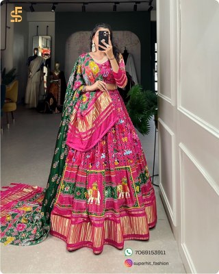 Traditional Elegance with a Modern Twist Gaji Silk Lehenga Choli Digital Print Perfection with Lagadi Patta Unstitched Blouse Wholesale lehenga choli