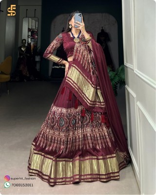 Traditional Elegance with a Modern Twist Gaji Silk Lehenga Choli Digital Print Perfection with Lagadi Patta Unstitched Blouse Wholesale lehenga choli
