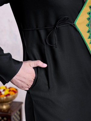 Traditional Navratri Rayon Kurta with Hand Embroidery And Mirror Accents Wholesale mens kurta