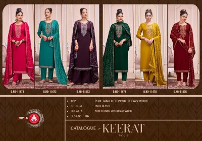 Tripal A by Keerat vol 5 Pure Jam Cotton With Heavy Work unstitched dree material catalogue salwar kameez catalogs