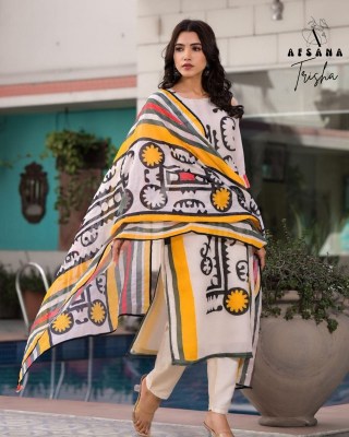 Trisha by Afsana Exclusive Floral printed cotton silk handwork readymade suit catalogue at affordable rate readymade suit catalogs