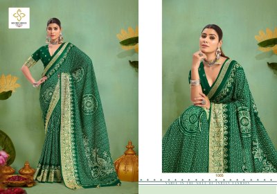 Tulsi Bandhej by Shubh Shree Velvet Tusser silk saree with blouse collection at affordable rate sarees catalogs