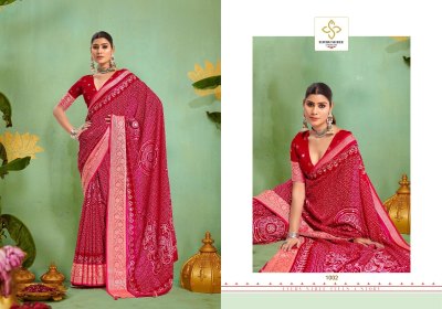 Tulsi Bandhej by Shubh Shree Velvet Tusser silk saree with blouse collection at affordable rate sarees catalogs