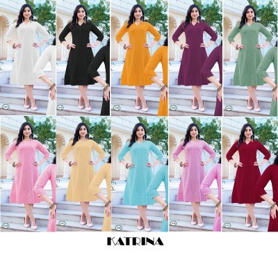 Tunic House Katrina Anarkali Kurti Viscose Rayon Chikankari And Sequin Work Wholesale kurtis catalogs