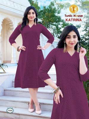 Tunic House Katrina Anarkali Kurti Viscose Rayon Chikankari And Sequin Work Wholesale kurtis catalogs