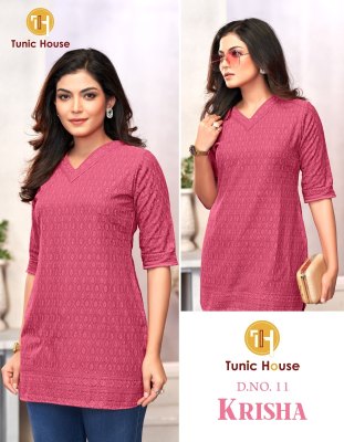 Tunic House Krisha Chikanakri Short top For Girls  western wear catalogs