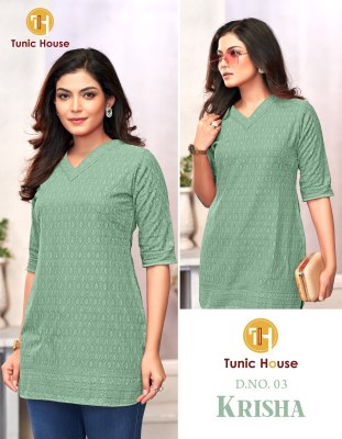 Tunic House Krisha Chikanakri Short top For Girls  western wear catalogs