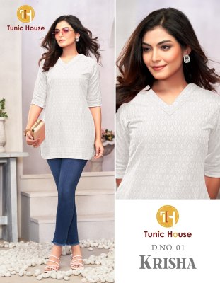 Tunic House Krisha Chikanakri Short top For Girls  western wear catalogs