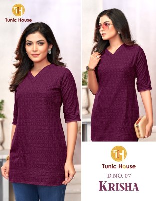 Tunic House Krisha Chikanakri Short top For Girls  western wear catalogs