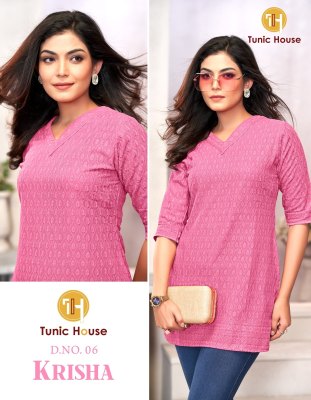 Tunic House Krisha Chikanakri Short top For Girls  western wear catalogs