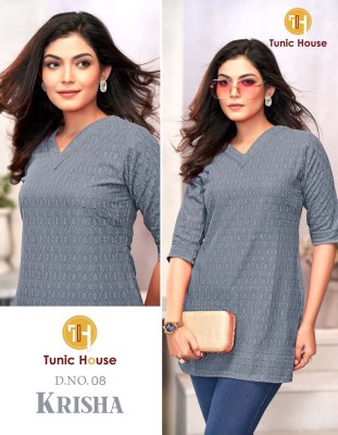 Tunic House Krisha Chikanakri Short top For Girls  western wear catalogs